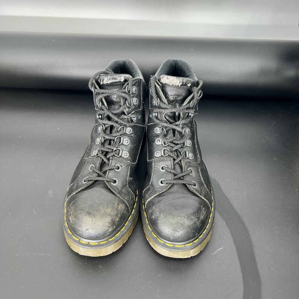 Dr Martens DMs Black Leather Mid Rise Work Biker‎ Boots 10962 Mens US 14